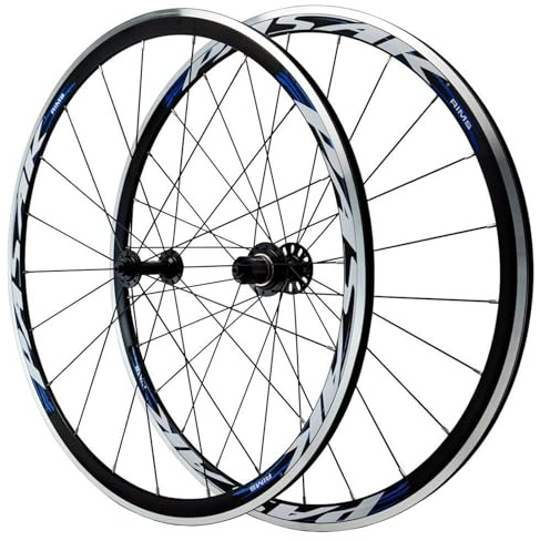 Racercykelhjul 700C C/V/Fälgbroms Hjulset 30 Mm Djup Aluminiumfälgar 8-12-växlade Hjulset Nav 100/130 Mm QR(Black blue)