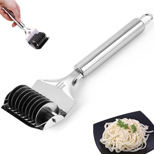 2-Piece Stainless Steel Noodle Cutter, Pasta Cutter Tools Set for Fresh Pasta Making, Durable Spaghetti Pressing Tools with Stainless Steel Blades, Ideal for Home Chefs and Cooking Enthusiasts