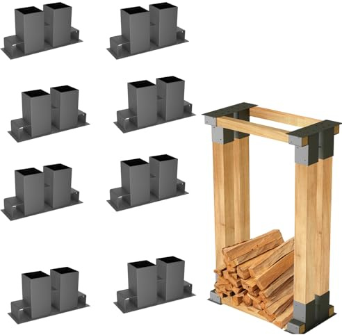 LILIIN Holzstapelhilfe für Kaminholz Feuerverzinkt Holzstapelhalter Brennholzregal Kaminholzhalter Brennholz Stapelhilfe Kaminholzregal aussen und innen (8 Stück)