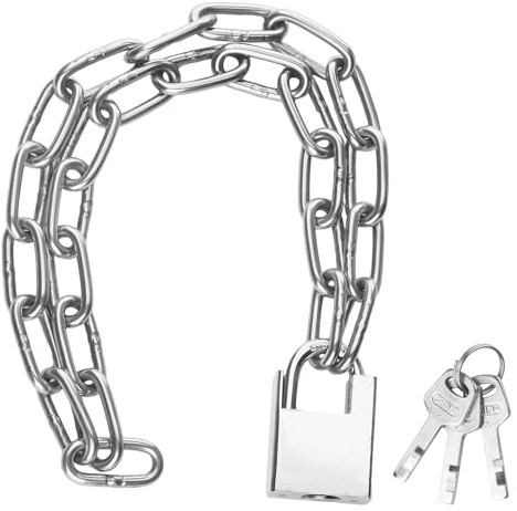 304 Stainless Steel Chain Link, 5mm x 100cm Heavy Duty Chain Links, Motorbike Lock with Padlock, High Security Chain, Bike Locks Chains for Motorbike Bicycle Scooter Lock