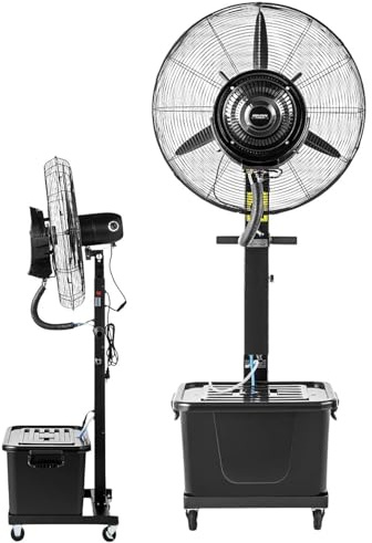 Portable Patio Misting Fan - 3-Speed Industrial Oscillating Water Cooler with 42L Tank, Waterproof Outdoor Floor Fan with 4 Casters, Ideal for Hot Weather 22in