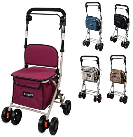 Mobiclinic®, Deambulatore Pieghevole per Anziani, Carrello Spesa, 21 l, Coliseo, Marchio europeo, con Borsa Della e Freni, Sedile Imbottito, Monoleva, Acciaio