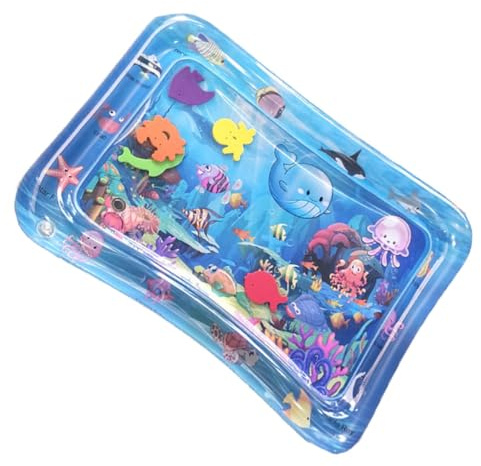 DECOMELODY Cojín de Agua Inflable para Gatear y Tapete de Agua para Ñiño Pequeño, Pvc, Diseño Mundo Submarino, Almohadilla Sensorial Creativa para Desarrollo Motor, Juego y Estimulación