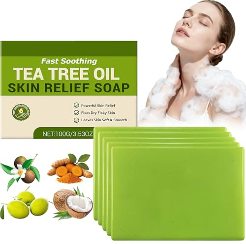 Barra de jabón de aceite de árbol de té – con aceite de coco y turmeric, jabón natural para pies y cuerpo para pieles saludables, limpiador facial y corporal o jabón limpiador de hierbas, control de