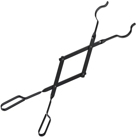 Relaxdays 2 Pinzas para Chimenea, 66,5 cm, Pinzas para leña y briquetas, Herramienta para Estufas, Acero, Negro
