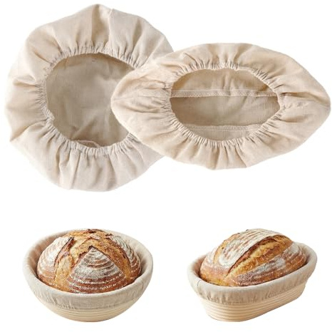 2 Pack Cotton-Linen Blend Banneton Liner | Round (25x8cm) & Oval (25x15x8) Multi-Use Banneton Proofing Liner (without Basket )