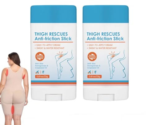 Balsamo anti-sfregamento Thigh Rescues con aloe vera, stick anti-sfregamento portatile per cosce e ascelle, stick antisfregamento impermeabile e scivoloso per la corsa. 2 pezzi