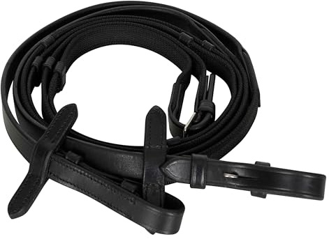 Imperial Riding Zügel, Anti-Slip-Grip, Lederzügel mit rutschfestem Grip, Schwarz