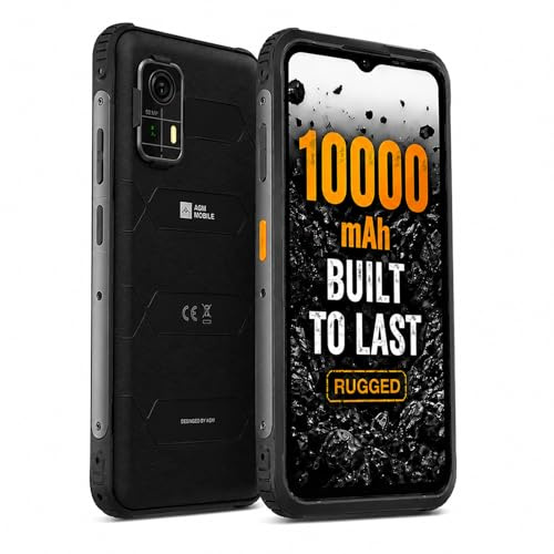 AGM H MAX 4G Android Smartphone, Rugged Mobile Phone, SIM Free Dual SIM, 10000mAh Battery, 6.56 90Hz HD+ Display, IP68/IP69K Waterproof, Fingerprint Unlock, OTG, NFC, FM, 4GB+128GB, TF Expandable