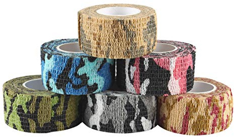 Andux Zone 6 Rollen Haftbandage Verband Elastische Selbsthaftende cohesive Bandage Elastischer Fixierverband Camouflage Bandagen ZZTXBD-03 Farbe Random (2.5cm*4.5m)