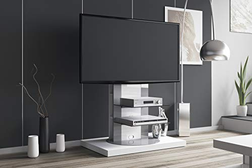 Design TV Schrank Roma H-777nw Weiß Hochglanz 360° drehbar TV Möbel Fernsehtisch TV Rack TV Ständer LCD inkl. TV-Halterung