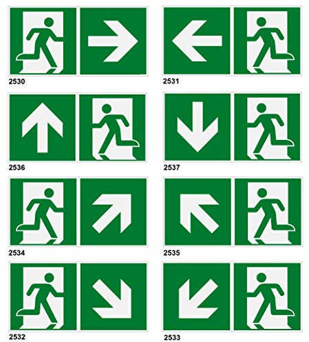 Fluchtweg-Rettungsweg-Schilder-30 x 15 cm-Schild-Kunststoff- im dunkeln nachleuchtend-Warnschild-Hinweisschild-Türschild (Nr. 2530-297 x 148 mm)