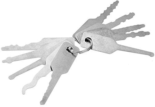 Yorimi Set di grimaldelli, 10 pezzi in acciaio inox, set di serrature di sicurezza, set di chiavi multifunzione, lucidato, rettangolare, 16546743, set di grimaldelli