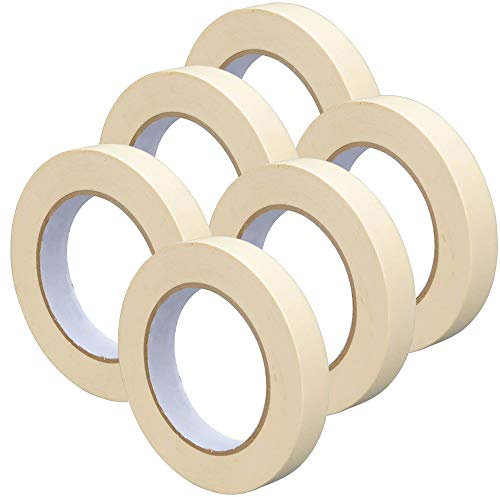 Right Pack Wide Tape 24mm x 50m | Masking Tape for Painting | Indoor Decorating (6 Rolls)