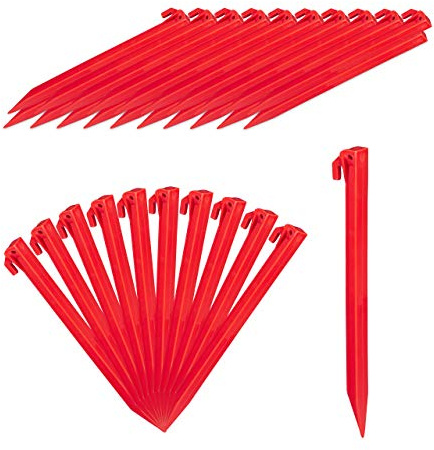 64 x Heringe, leichte Zeltheringe, weiche & sandige Böden, 31 cm lang, Strandhering Kunststoff, Bodenanker, rot