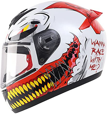 Integralhelm Rollerhelm Motorradhelm ECE-Zertifiziert Fullface Helm Moped Mofa Cruiser Chopper Motorradhelm,mit HD Visier für Damen Herren Erwachsene Sturzhelm C,L=59~60cm