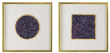 A and B Home 82764 PS Lillian Purple Crystal Shadow Boxes (Set of 2) Wall Art