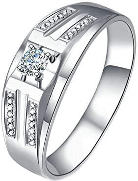 Daesar Trauringe Platin 950 Herren, Ringe Bandring mit Diamant 0.14ct Verlobungsringe Weißgold Nickelfrei Größe 68 (21.6)