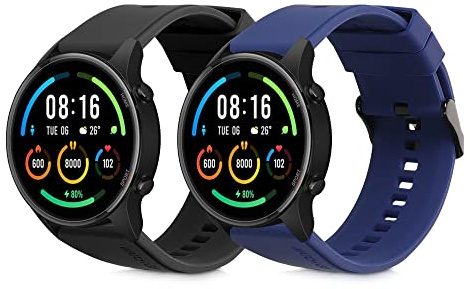 kwmobile Straps Compatible with Xiaomi Watch S4/S4 Sport/S3/S2/Watch S1 Active/Redmi Watch 5 Active Straps - 2x Replacement Silicone Watch Bands - Smartwatch or Fitness Tracker