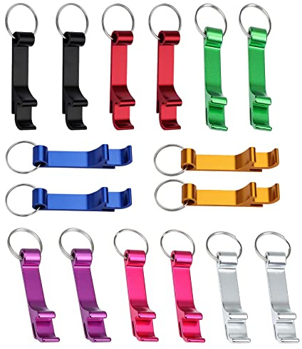 16 Stück Flaschenöffner Schlüsselanhänger Aluminium Bierflaschenöffner Mini Bier Getränkebehälter öffner Pocket mit Metall Schlüsselanhänger 8 Farben Bottle Opener für Verschiedene Getränke Flasche
