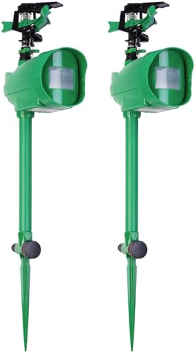 Royal Gardineer Tiervertreiber: 2er-Set Wasserstrahl-Tierschreck, PIR-Sensor, Batteriebetrieb, 120 m² (Katzenschreck Garten Wasser, Gartenwächter Tierschreck, ohne)