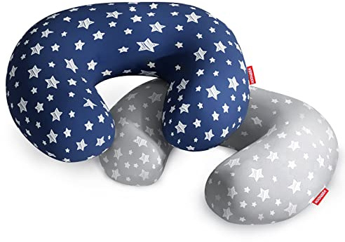 Lot de 2 housses de coussin d'allaitement super douces pour coussin d'allaitement Boppy – Housses de coussin d'allaitement super douces, pour les mamans qui allaitent, avec imprimé étoiles (gris et