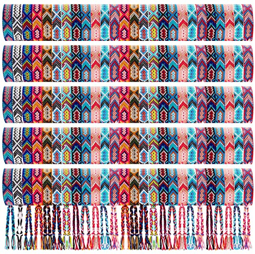 Henoyso 24 Pcs Woven Friendship Bracelets Bulk Adjustable Braided String Nepal Boho Thread End of Year Gift Bracelets with Sliding Knot Closure for Women Girl Birthday Party Camp Favor (Festival Vibe)