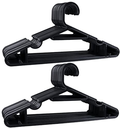 DIVCHI 50 Pack of Adult Plastic Coat Hangers with Suit Trouser Bar and Lips - Dimensions 39cm Wide and 18.5cm High (Set of 50)