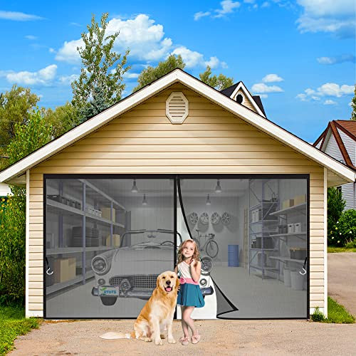 Fliegengitter Balkontür 290 x 250 cm Magnetischer Fliegenvorhang Moskitonetz, Auto Schließen, magnetische Adsorption, für Türen/Patio Schwarz