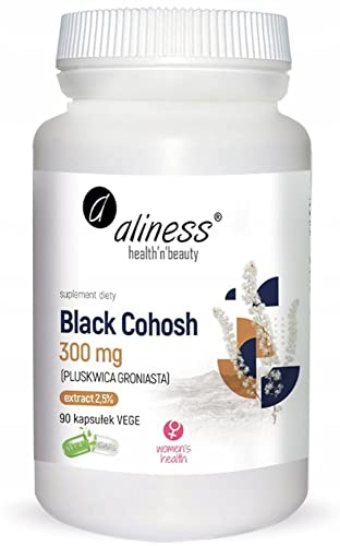 Aliness Black Cohosh 300mg, Kegelblume, für Frauen, Nahrungsergänzungsmittel mit Pflanzenextrakten, 90 kapseln
