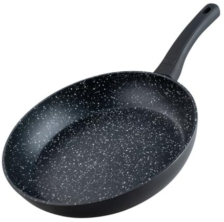 Fackelmann Bratpfanne Marble 2.0 28 cm, Antihaft-Pfanne aus 90% recyceltem Aluminium mit ergonomischem Kunststoff-Griff, große Induktionspfanne zum Kochen & Anbraten