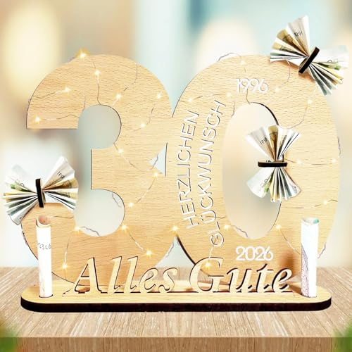 Geschenke zum 30 Geburtstag, Coole Geschenkideen zum 30. Frauen Männer | Geschenke zum 30 Geburtstag, 30 Geburtstags Geschenk, 30 Jahre Altes LED-Holzornament, Geldgeschenke Geburtstag, 30 Alles