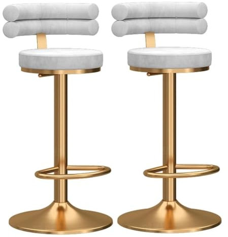 Barstuhl Tresenhocker Set Mit 2 Modernen, Höhenverstellbaren Barhockern Mit Rückenlehne Aus Samtstoff, Drehbar, Verstellbarer Hocker Für Zuhause Bistrohocker Designer Hocker ( Color : White , Size : W