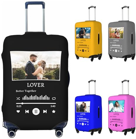 LZXSXZ Personalisierte kofferschutzhülle – Personalisierter Reisekoffer-Schutz Gestalten Sie Ihren eigenen Namen und Foto – Maßgeschneiderter elastischer Gepäckabdeckungsschutz- Doppelseitig Designs