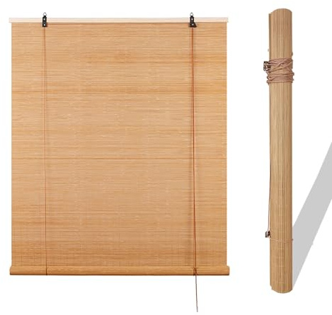 Bambusrollo Outdoor Sichtschutz Sonnenschutz Bambus Rollos Jalousien Raffrollo Atmungsaktiv Bambusvorhänge 50 55 60 80 85 90 110 115 120 130 140 145 150 160 170 180cm Breite Einfach Aufzuhängen