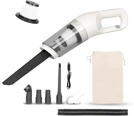 alca® Akku-Handstaubsauger 70W 7,4V 5500Pa Saugkraft, weiß | kabelloser Auto-Staubsauger mit USB-C, inkl. Beutel