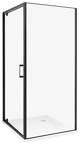 Cabina de ducha cuadrada de vidrio templado una puerta negro 90 x 90 x 185 cm Darli