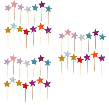 SHOWERORO 150 Piezas Primeros De La Adornos Decorativos Para Pasteles Primeros De La Magdalena Topper De La Magdalena Estrella Decoración De Pastel De Cumpleaños Picos De Pastel