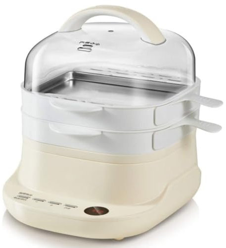 Vaporiera Elettrica, Pentola A Vapore Per Involtini Di Riso Da 800 W, Mini Fornello Multifunzionale Per Uso Domestico A 2 Strati, Macchina Per Spaghetti Di Riso A Vapore Elettrica Da 3 Litri white
