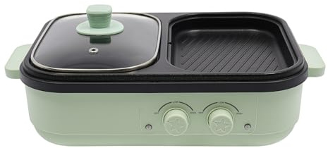 1300W Elektrische Bratpfanne,34 * 22 * 13cm 2 in 1 Elektrischer Kochtopf Mehrzweck Kochtopf Indoor Grill Elektro-Kochtopf - für 1-3 Personen,1.2L doppelten U-förmigen Für Zuhause Schlafsaal