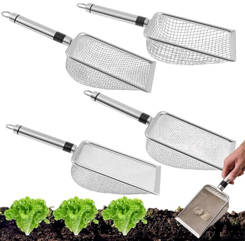 Monozoz Setaccio per Terreno da Giardinaggio,4 Pezzi Setaccio per Terriccio e Compost - Strumento Efficiente con Risparmio Spazio per Prato, Sabbia, Terriccio e Attività all'Aperto