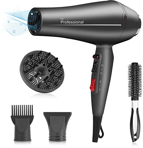 Faszin Asciugacapelli Professionali Ionico, Phon Capelli Ioni con Diffusore, Fono Capelli Professionale, Asciugatura Rapida e Delicata, Famiglia Salone Parrucchieri Hair dryer