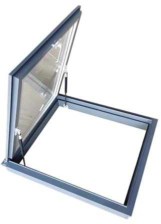 Customizable Aluminum Skylight Window for Roof - Heavy Duty Flush Mount with Silent Hydraulic Rod & Metal Handle, Ideal for Basement, Attic, Sunroom (70x70cm/27.6x27.6in)