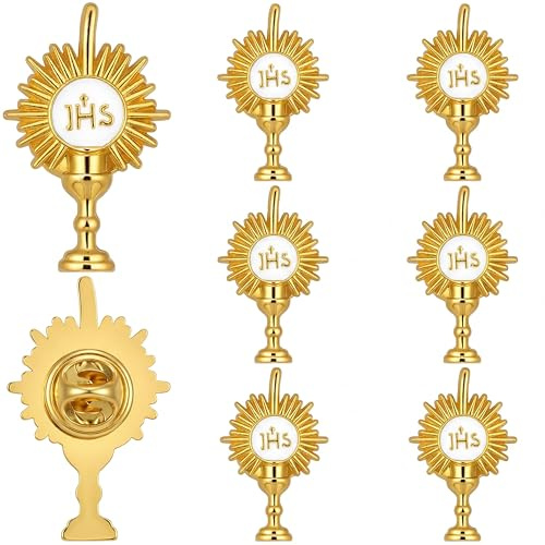 FOMIYES Lot de 8 broches religieuses catholiques en forme de calice pour première communion Unisexe