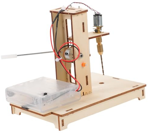 Kit Mini Trapano da Banco da Scrivania in Legno, Preciso | Esperimento Educativo Scientifico Fai da Te, Portatile, Foratura Accurata, Uso Manuale, Colonna Compatta