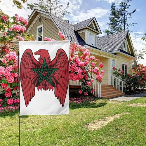 Drapeau marocain double face aigle 28 x 40 pouces, décoration extérieure pour jardin