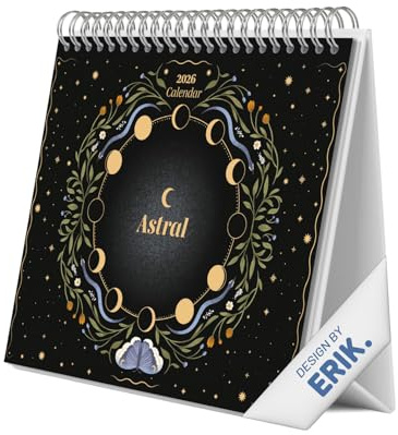 Grupo Erik - Calendrier de Bureau 2026 Astral - Calendrier 2026 Mensuel │ Idee Cadeau │ De Janvier à Décembre : Espace pour notes et Illustrations décoratives (17x20 cm)