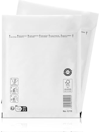 25 st bubbelkuvert vadderade kuvert fraktpåsar kuvert bubbelpåsar lämpliga för DIN A5/C6+, fraktförpackning med självhäftande förslutning C3 (170 x 225 mm) 13/C, vit