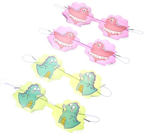 Garneck 4 Stück Augenpads mit Dinosaurier Motiv Wiederverwendbare Kühl und Wärmepads aus PVC Gel Dekorative Augenklappen für Müde Augen und Schlaf Leicht und Hautfreundlich