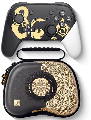 Wireless Switch Controllers with Carrying Storage Case,Compatible with Switch/OLED/Lite/PC-Dual Motor Vibration, Gyro Sensor,Switch Pro Controller with Wake-up,Screenshot,NFC,Turbo Function -Black&White